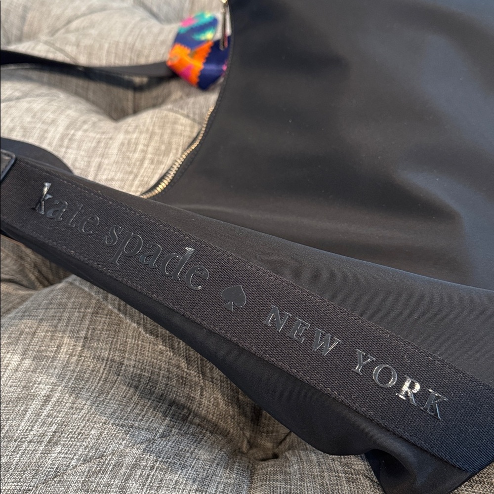 Kate Spade Carter Logo Large Black Nylon Hobo Crossbody - Picture 8 of 17